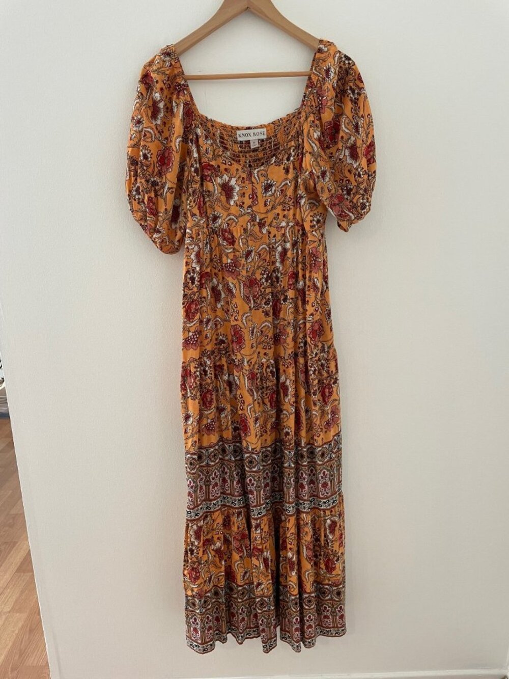 Knox Rose Cottagecore, Boho Maxi dress size M, paisley, short sleeve